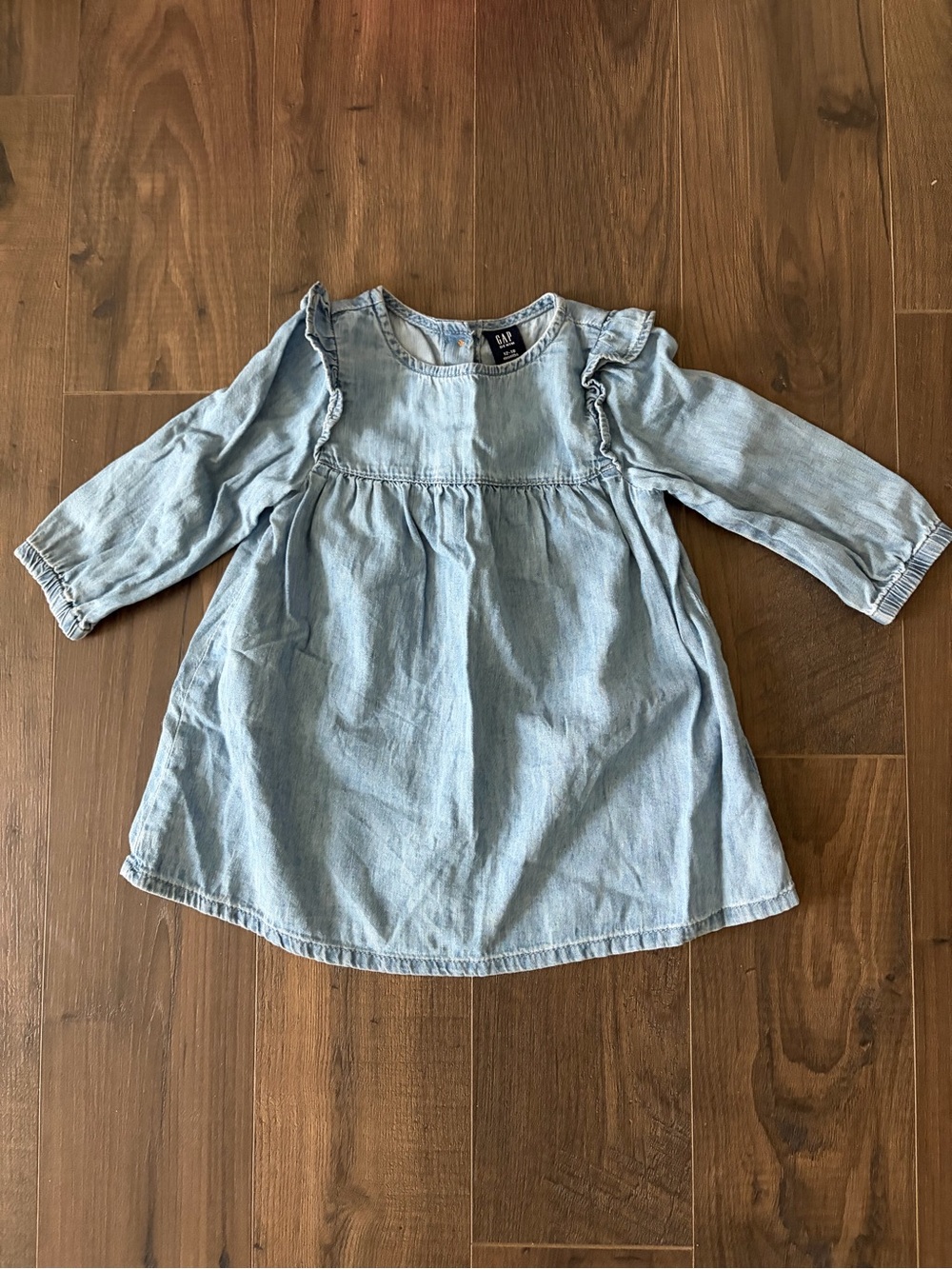 BabyGAP Light Blue Denim Ruffle-Shoulder Kids Dress
